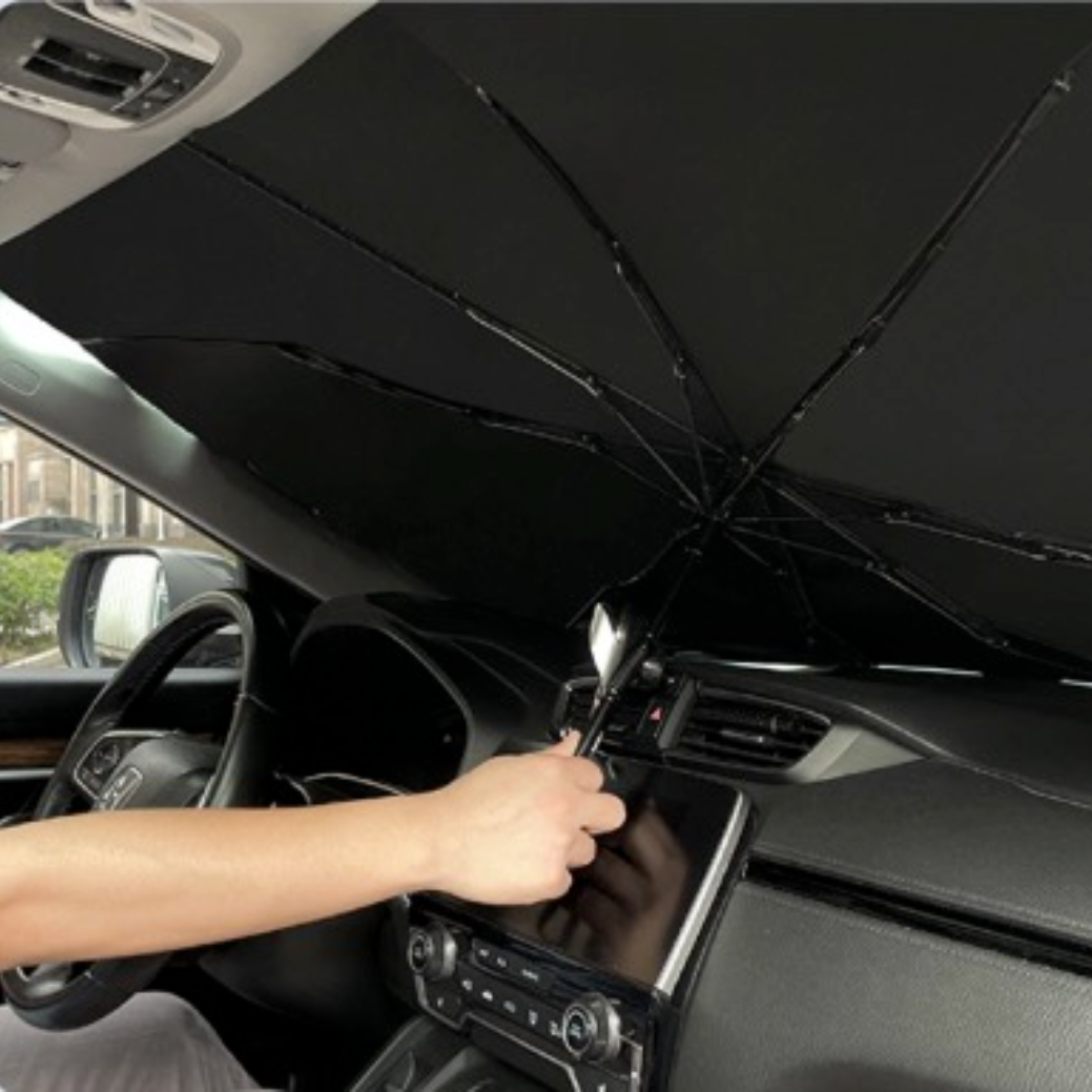『大人気車用品』傘式車用サンシェード｜夏の暑い時期の車内温度の上昇対策にも、ハンドルや内装の劣化防止にも！