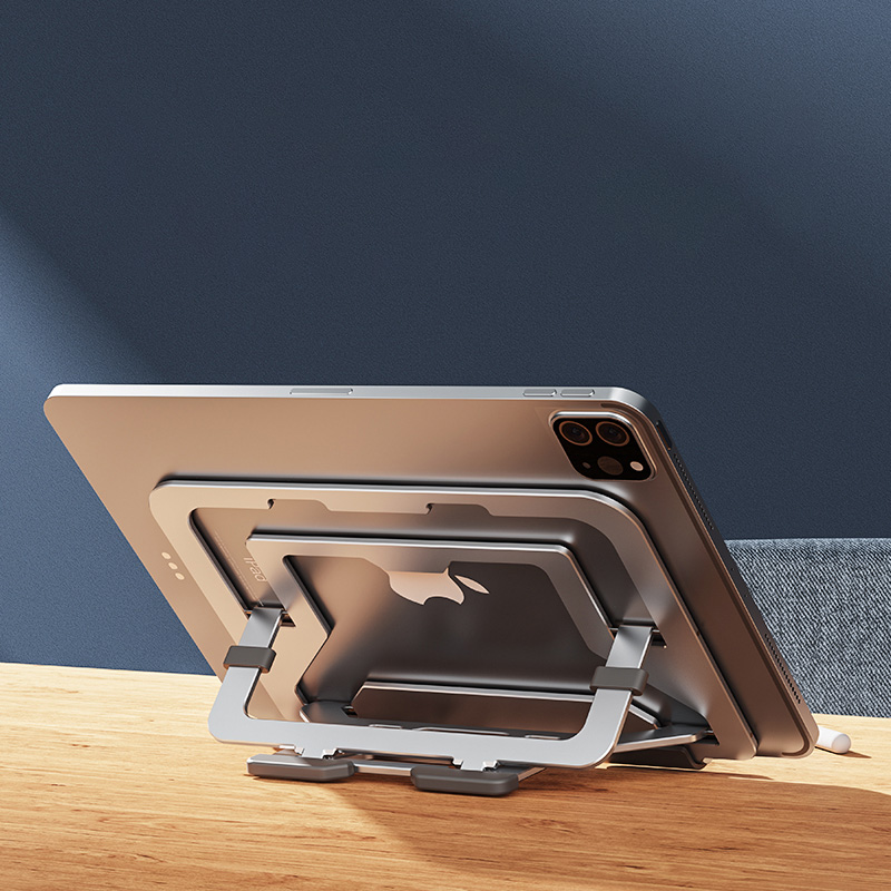 『人気応援商品』アルミニウム製iPad スタンド｜9.5~14.5cm6段高さ、軽量で放熱機能・滑り止め付き