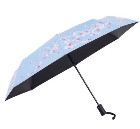 『人気応援商品』水で変色 折りたたみ傘  晴雨兼用｜水に当たると白い花は変色します。乾燥したら、元の色に戻ります。