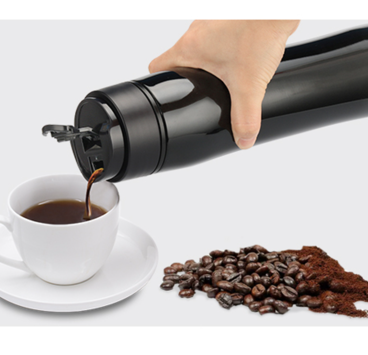 『人気応援商品』フレンチプレス タンブラー｜本格的なコーヒータイムをいつでもどこでも♪二層による濾過によってスムーズにコーヒーを抽出、コーヒー本来のコクのある味わいを楽しむことができます。