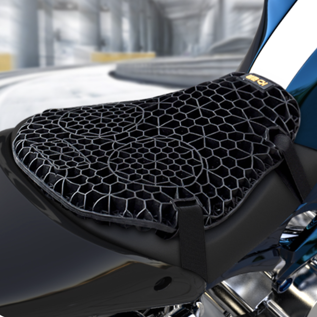 3D立体ハニカム構造TPEジェル シートクッション（カバー付き）｜人間工学で着座時の尻痛み・腰痛み解消、快適な座り心地を！原付、オートバイ、運転席や椅子等様々な場所で使える