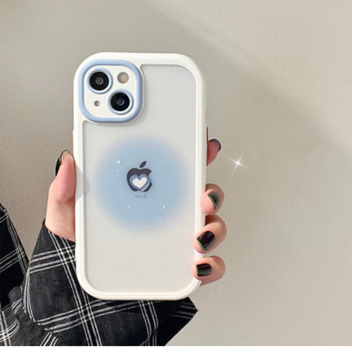 【インスタ風】ブルーハートiPhone対応スマホケース｜柔らかいフレームでしっかり保護|undefined