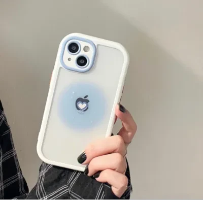 【インスタ風】ブルーハートiPhone対応スマホケース｜柔らかいフレームでしっかり保護