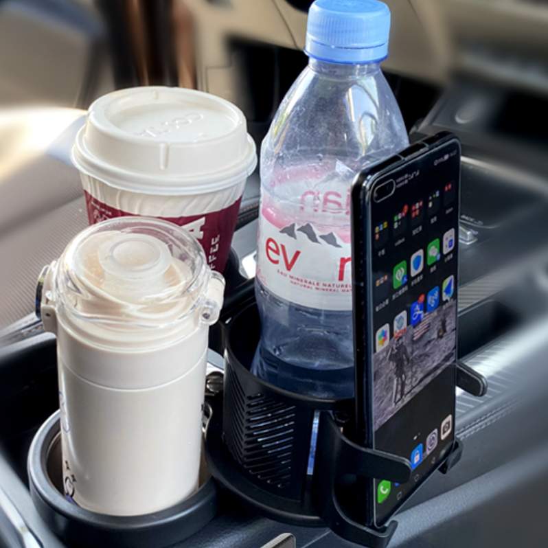 『様々な物を載せることが可能』3in１車載カップホルダー｜取付簡単 調整可能ベース ·コンビニコーヒーからペットボトル、太缶などを収納できる