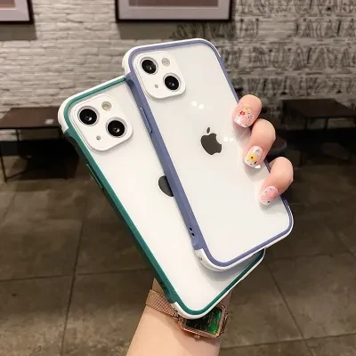 ワクワク広場 「ベーシックデザイン・多種の色選択」 クリア艶消しフレームiPhone対応スマホケース ｜取り外し可能なレンズカバー付き、シンプルはいわゆる魅力