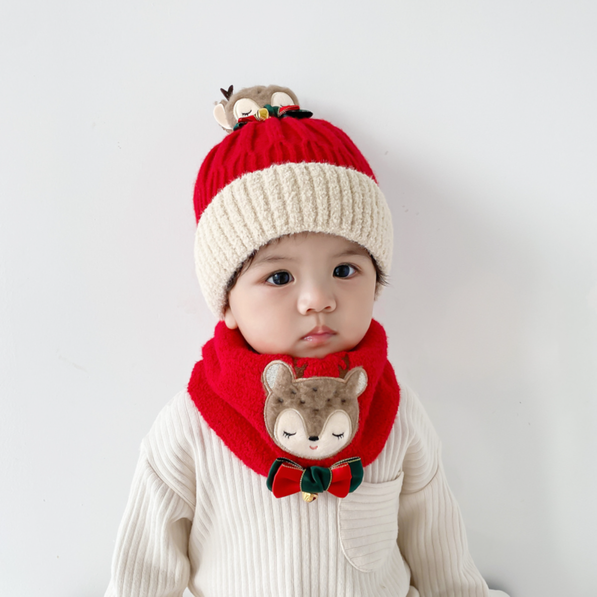 『 メリー クリスマス～』韓国で爆ヒット　クリスマス　帽子＆スカーフセット｜可愛くて暖かい、お子様への最高のクリスマスプレゼント☆|undefined