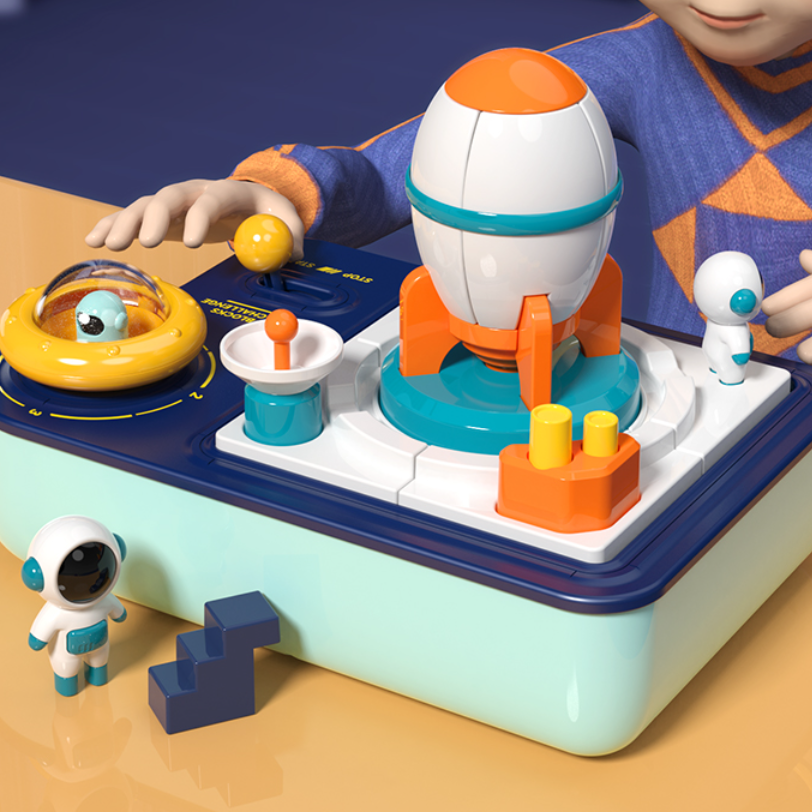 『知育おもちゃ』ポップアップロケットの積木のおもちゃ｜タイマーがカチカチと音を立てる、キドキの緊張感を楽しめ|undefined