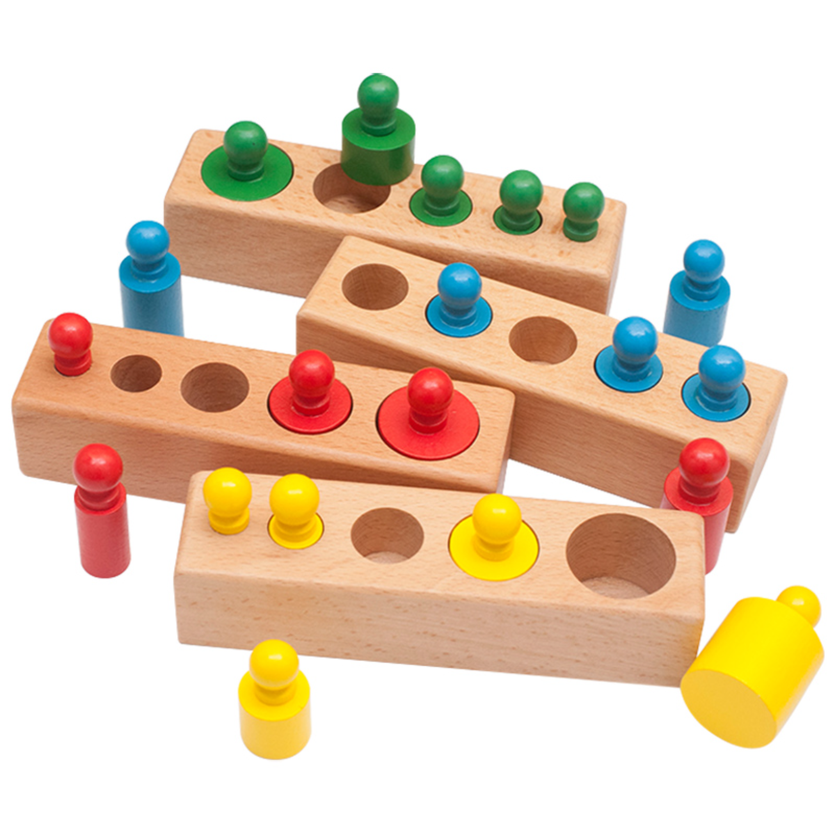 『知育おもちゃ』木製モンテッソーリ知育おもちゃ｜遊んでいるうちに、大きさの違いや色の認識、自然の感覚、配色などが理解できる