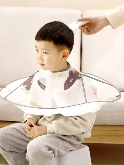 「おうちで使える超便利」子供のヘアカットケープ｜散髪マント 収納しやすい 髪の毛が飛び散りにくい