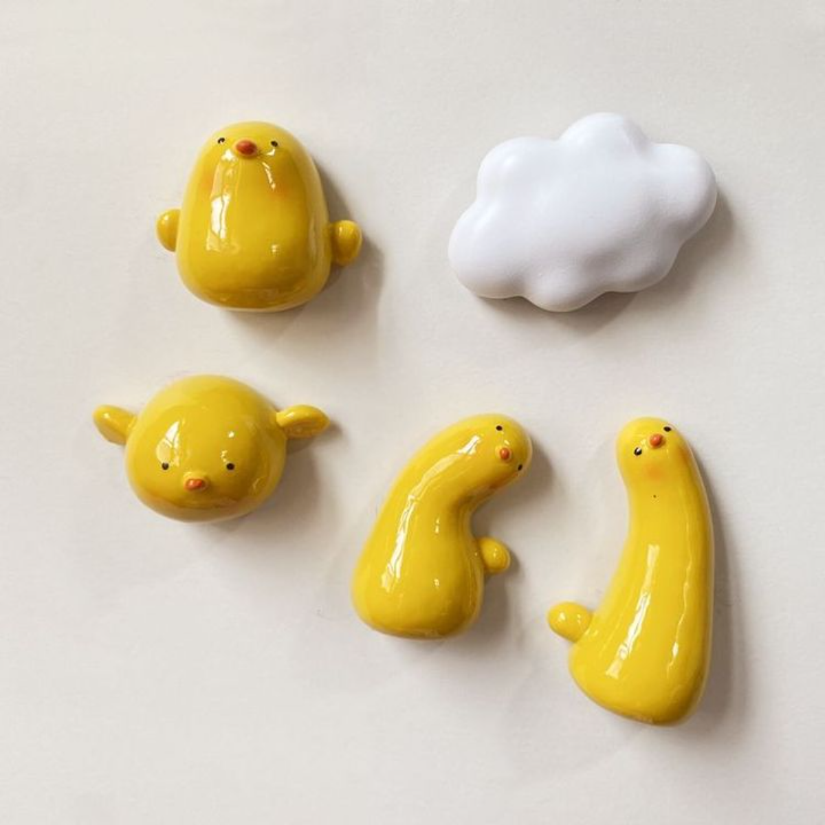 冷蔵庫マグネット ひよこの４羽セット｜ 3D立体デザイン可愛いマグネット 冷蔵庫/地図に最適 |undefined