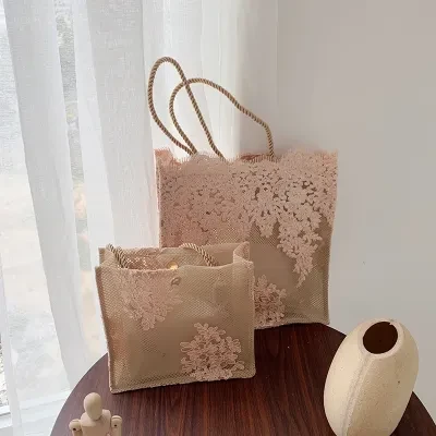 超オススメ レース刺繍バッグ|クラシック風 ショルダーバッグ  手提げ  ハンドバッグ 折りたたみ収納可