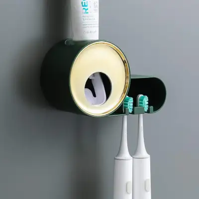 自動歯磨き粉ディスペンサー　歯ブラシホルダー付き｜面倒な練り歯磨きの絞り工程を避け、シンプルで使いやすい