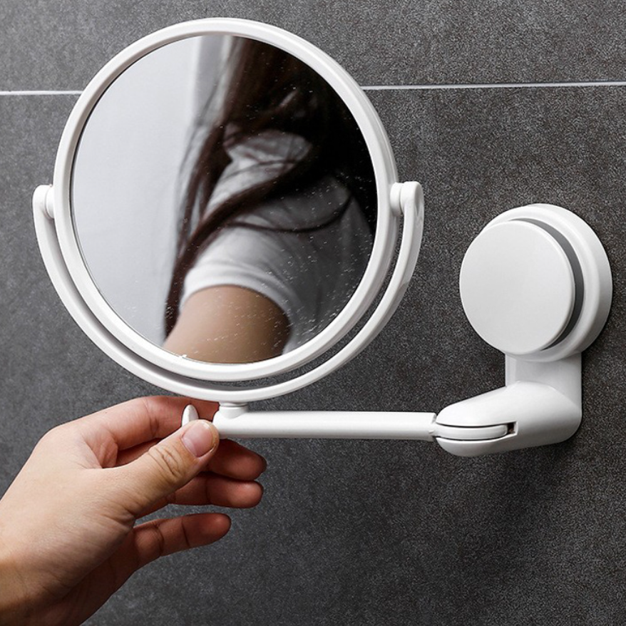 化粧鏡 壁付けミラー 吸盤付き 浴室両面鏡｜角度は180度から360度まで自由に調整できる|undefined