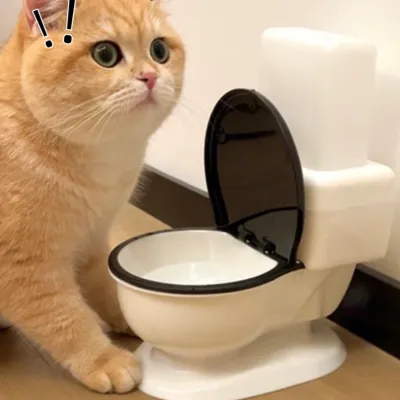 電器不要 ペット給水器｜猫皿 面白い便器デザイン 