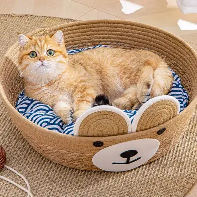 藤素材 涼しい猫ベッド｜春夏にピッタリ 猫ちゃんが快適に～