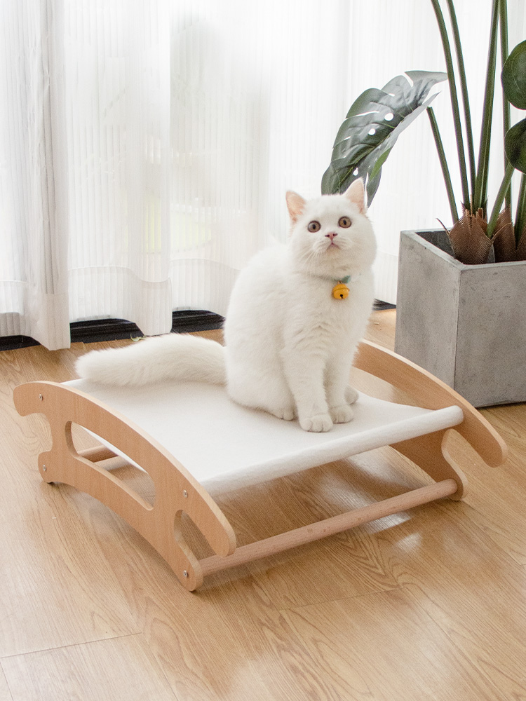 両用猫ベッド｜揺りかごにも使える 木製猫ベッド 頑丈な素材