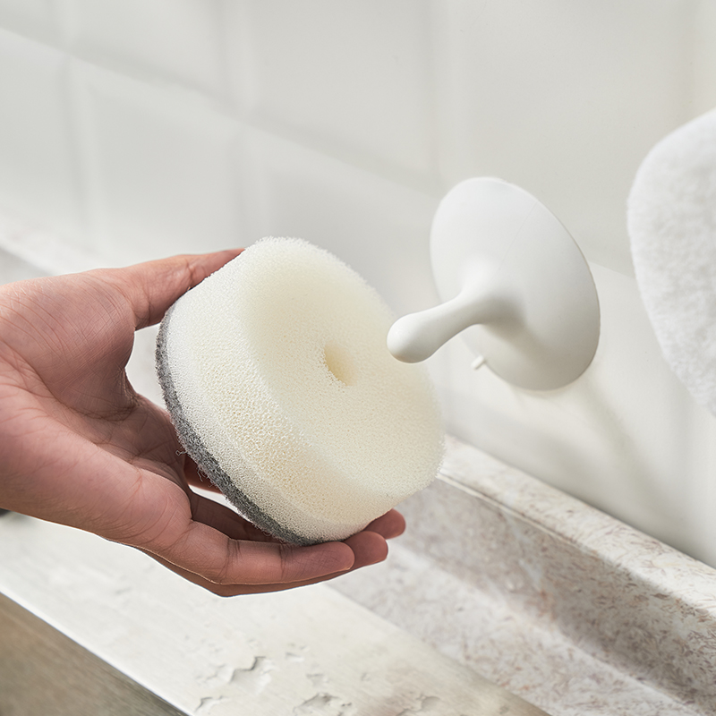 壁掛け式スポンジ｜洗いやすい　抗菌タイプ　水垢取り　掃除スポンジ　泡立て簡単