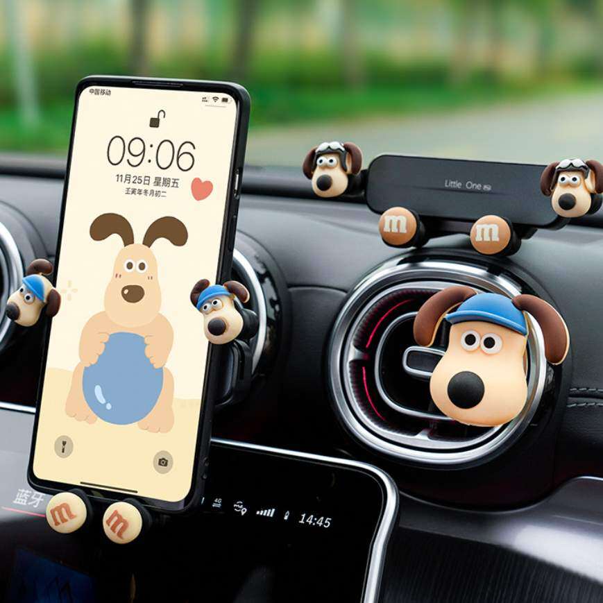 『スマホケースが厚過ぎると使用不可』イヌちゃんの車載ホルダー ｜車内が揺れても/スマホが落ちにくく·片手で簡単に着脱可能