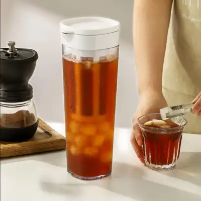 高密封性 ガラス水ボトル｜容量1100ml アイスコーヒーやお茶を簡単に作る