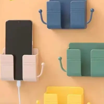 粘着式 スマホ収納ケース｜ケーブル接着口付き とりつき簡単