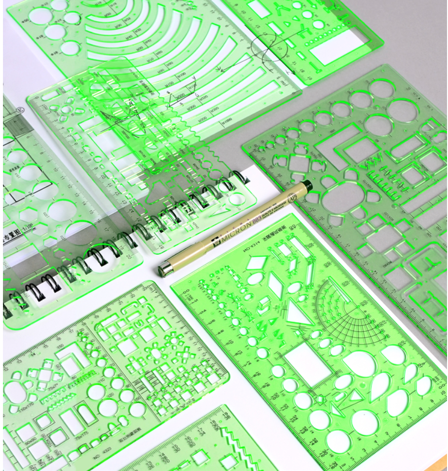 定規 多機能描画定規 ｜定規 テンプレート 製図用品 描画ルーラー 測定ツール 多目的 丸曲線水平平行線 垂直平行線|undefined