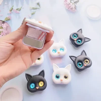 ポータブルミニ化粧用ミラー｜ 可愛いネコ　スマホカバー用