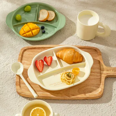 区切り設計お皿｜セラミックス製 朝食プレート 洗いやすい レンジ対応