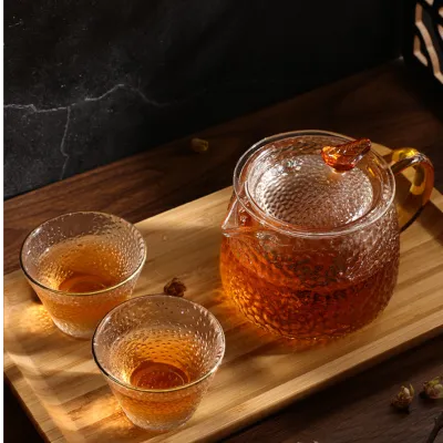 ひび割れ紋ガラス茶器セット｜耐熱直火可 シャープな雰囲気を醸し出し、優雅なお茶会を楽しめる