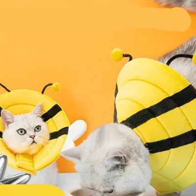  かわいい蜂 猫の首輪 ｜ペットエリザベス首輪 傷舐め防止 首回り調整可能