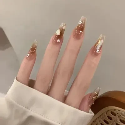 Orange.Nail ネイルチップ｜10枚入り・つけ爪・フランス・INS・おしゃれ・高級感・かわいい・花火大会・結婚式・入学式・卒業式