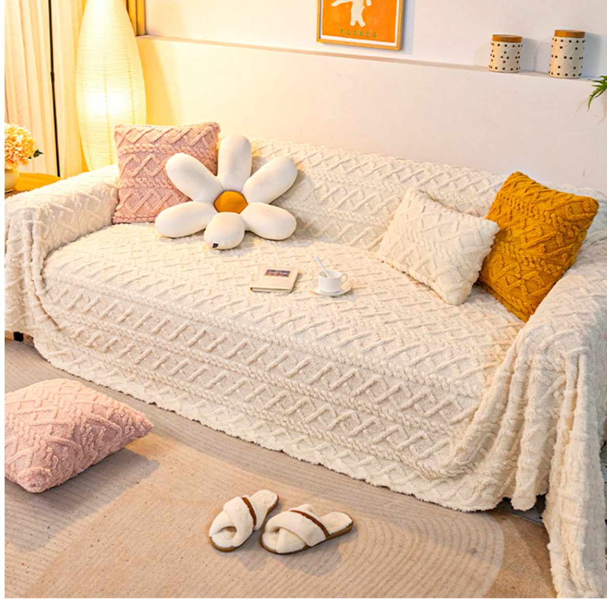 ソファクッション｜ソファカバー・ふわふわ・クリーム風