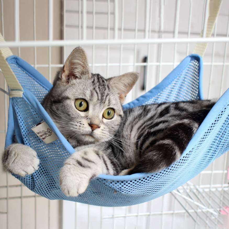 猫用ハンモック｜ひんやり通気性抜群 取り付け簡単 固定ベルト付き 洗える|undefined