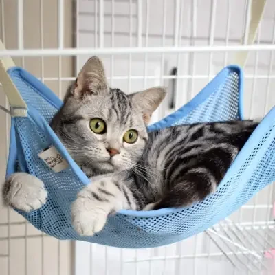 猫用ハンモック｜ひんやり通気性抜群 取り付け簡単 固定ベルト付き 洗える