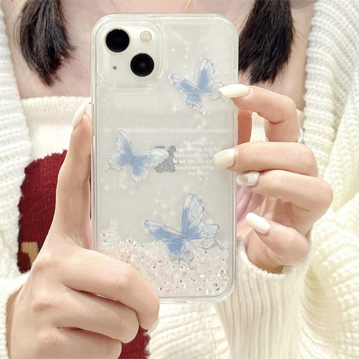 流砂iPhoneケース｜流砂とブルーの蝶々の組み合わせは大人かわいい！|undefined