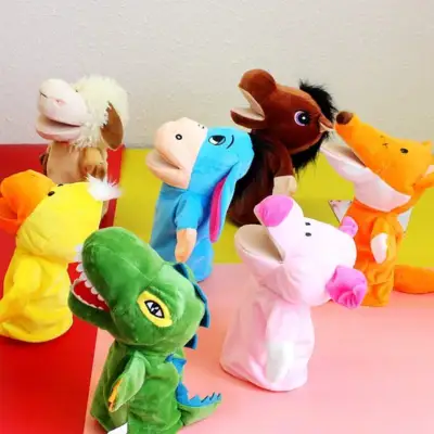 手袋動物人形手袋！子供用人形！幼稚園の腹話術！恐竜とキツネ！