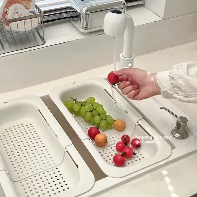 水切りラック｜果物、野菜水切りかご、伸縮式、乾燥ラック 台所用品 収納