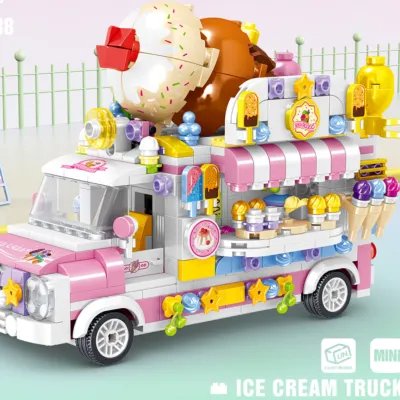 ジェゴーブロック街のアイスクリームカート女の子シリーズ、知育パズル女性のおもちゃ