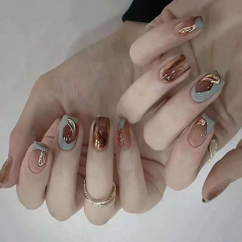 💅ネイルチップ｜琥珀の染みりアート　安全で快適なネイル貼り付け体験を！|undefined