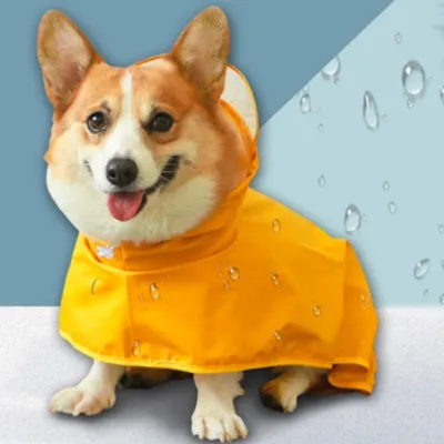 犬用レインコート｜犬用カッパ 防水 ペット服 雨具 帽子付 マジックテープ