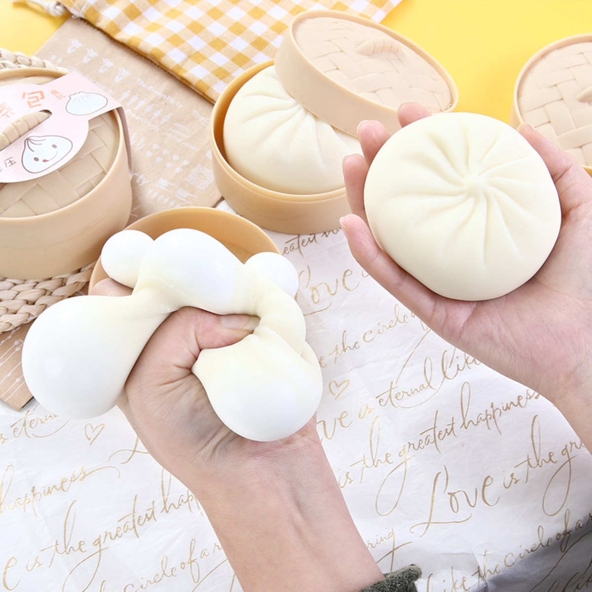 【もちもち肉まん】ストレス解消おもちゃ｜スクイーズ玩具・蒸し器・洗える可能・おもちゃ|undefined