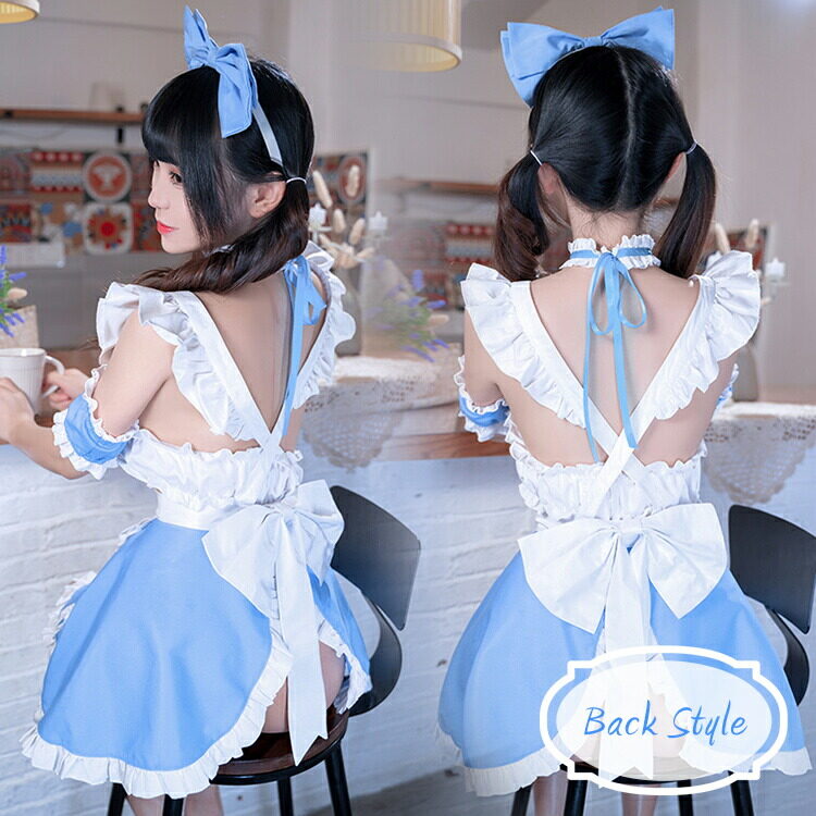 【日本国内発送】セクシーでとっても可愛い 萌え系メイド服 6点セット｜メイド風・ロリータコスチューム・ベビードール・コスプレ衣装・萌え萌えキュン・ポイント消化|undefined