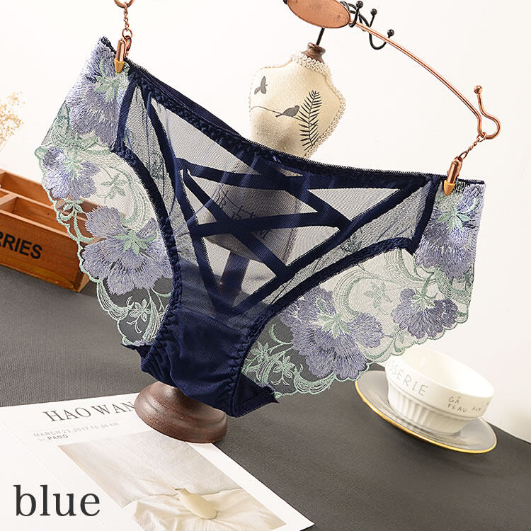 【日本国内発送】8色のアサガオの花柄刺繍がクールセクシーなショーツ｜セクシー ショーツ・花柄刺繍・8色・花柄刺繍・ポイント消化|undefined
