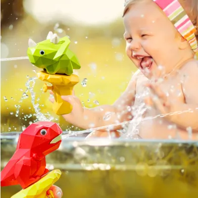キッズ恐竜カートゥーン水鉄砲！お風呂や屋外で遊べる水遊びおもちゃ！