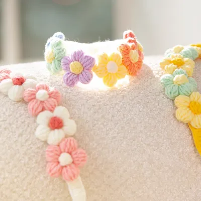 かわいいペット首輪｜毛糸編みの首輪 ハナのデザイン 調整可能