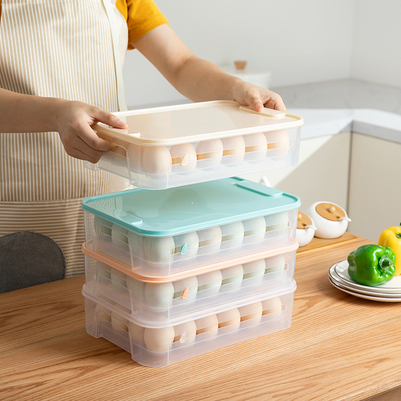 卵箱冷蔵庫保存｜ボックス可愛いプラスチック製で、卵を収納するのに最適！