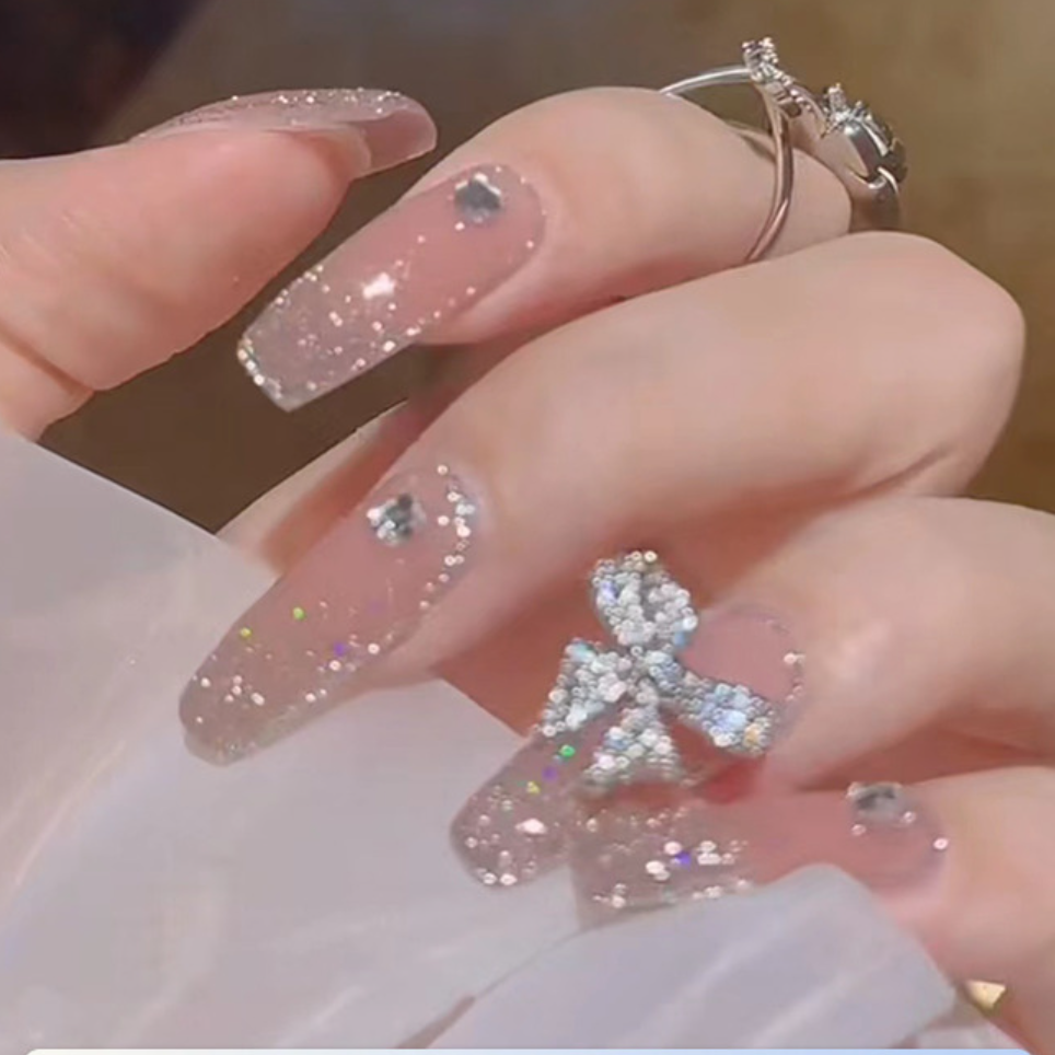 💅ネイルチップ｜宝石の少女　キラキラ　手作りネイルチップ　重複使用|undefined