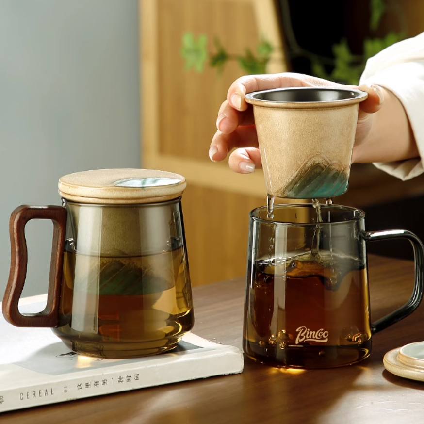 耐熱ガラス製お茶カップ｜お茶こし付き、お手入れ簡単！|undefined