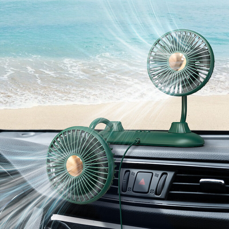 車用扇風機 ツインファン丨360°回転可能 USB給電式 三階段風量|undefined