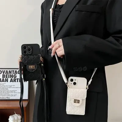 スマホケース丨iPhone ストラップ付き 長さ調節可能 肩掛け カード収納