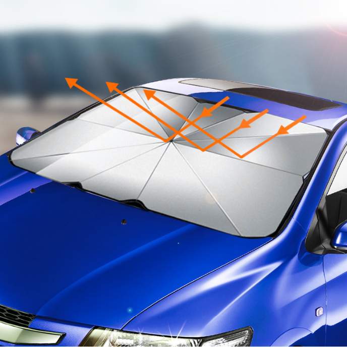 車用傘型サンシェード丨UVカット紫外線遮蔽 取付簡単 折り畳み式 収納ポーチ付き|undefined